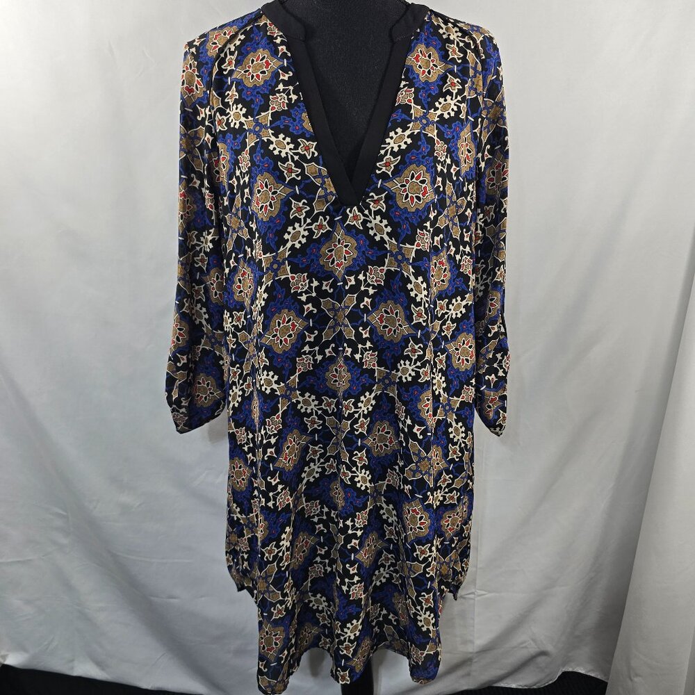 LUSH Pullover A-line dress V-neck 3/4 Sleeve Lined Size L (OO-4)